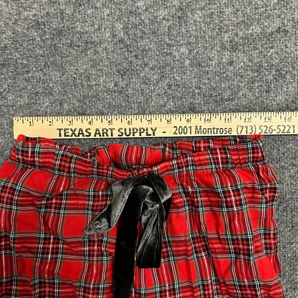 Victoria's Secret PINK Pajama Pants Womens Size Small Red Plaid Velvet Tie Sleep